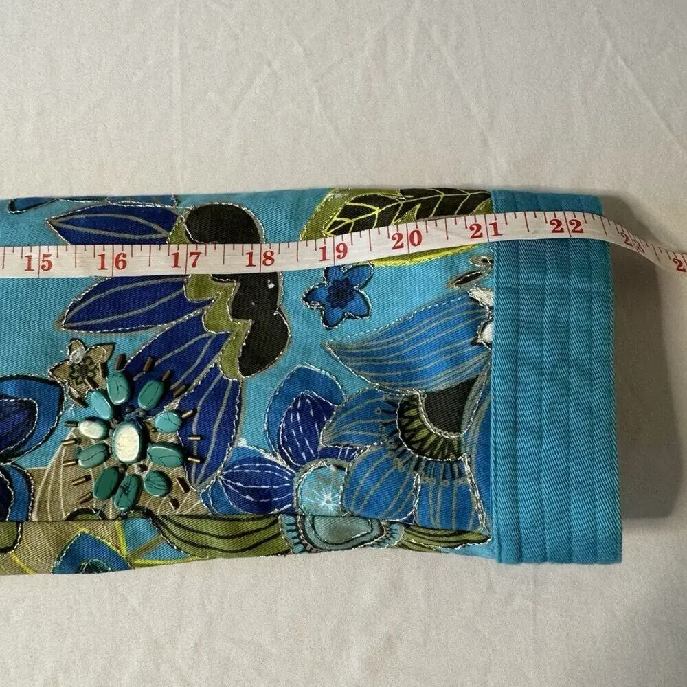 Chico's Blue Floral Open Front Lightweight Jacket Women's Size 0 (US Small)